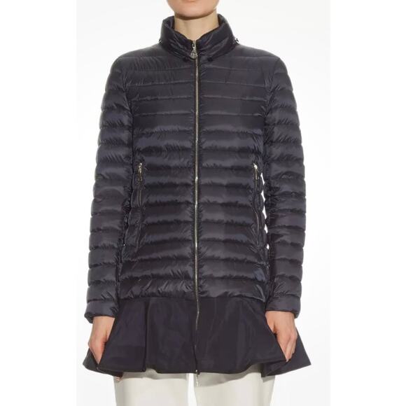 Moncler Guibbotto Daurade Ruffle Down Puffer Jacket Womens 1 / S Black Hooded